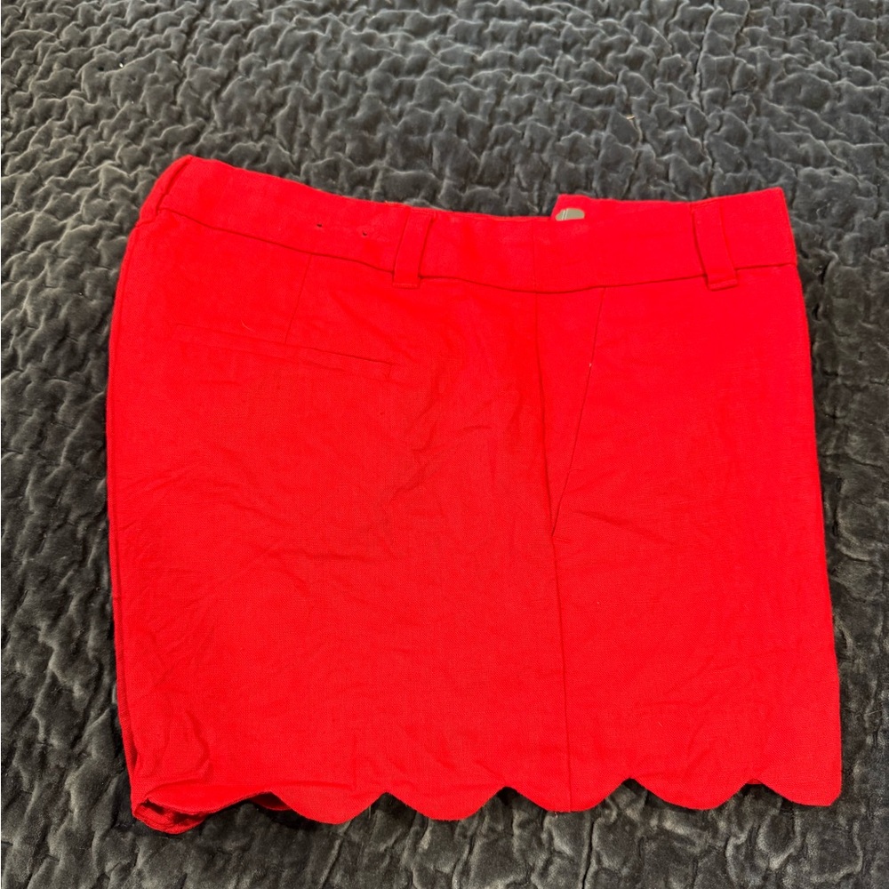 J. Crew Red Scalloped Hem Shorts 3in